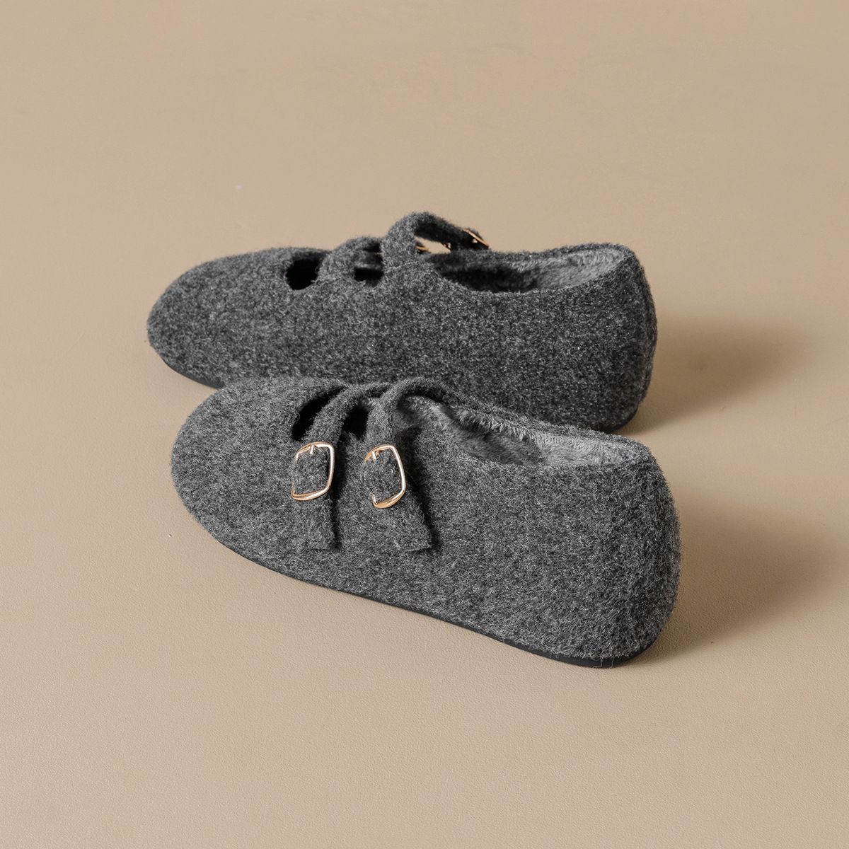 DM-YW3855 | Wool Felt & Suede Winter Shearling Fur-Lined - Jinjiang Dingmao Shoes Co., Ltd.