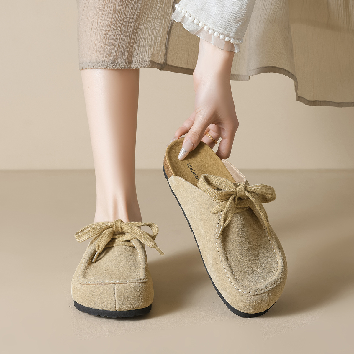 DM-YW34 | Suede & Cork Retro All-Season Chunky Platform - Jinjiang Dingmao Shoes Co., Ltd.