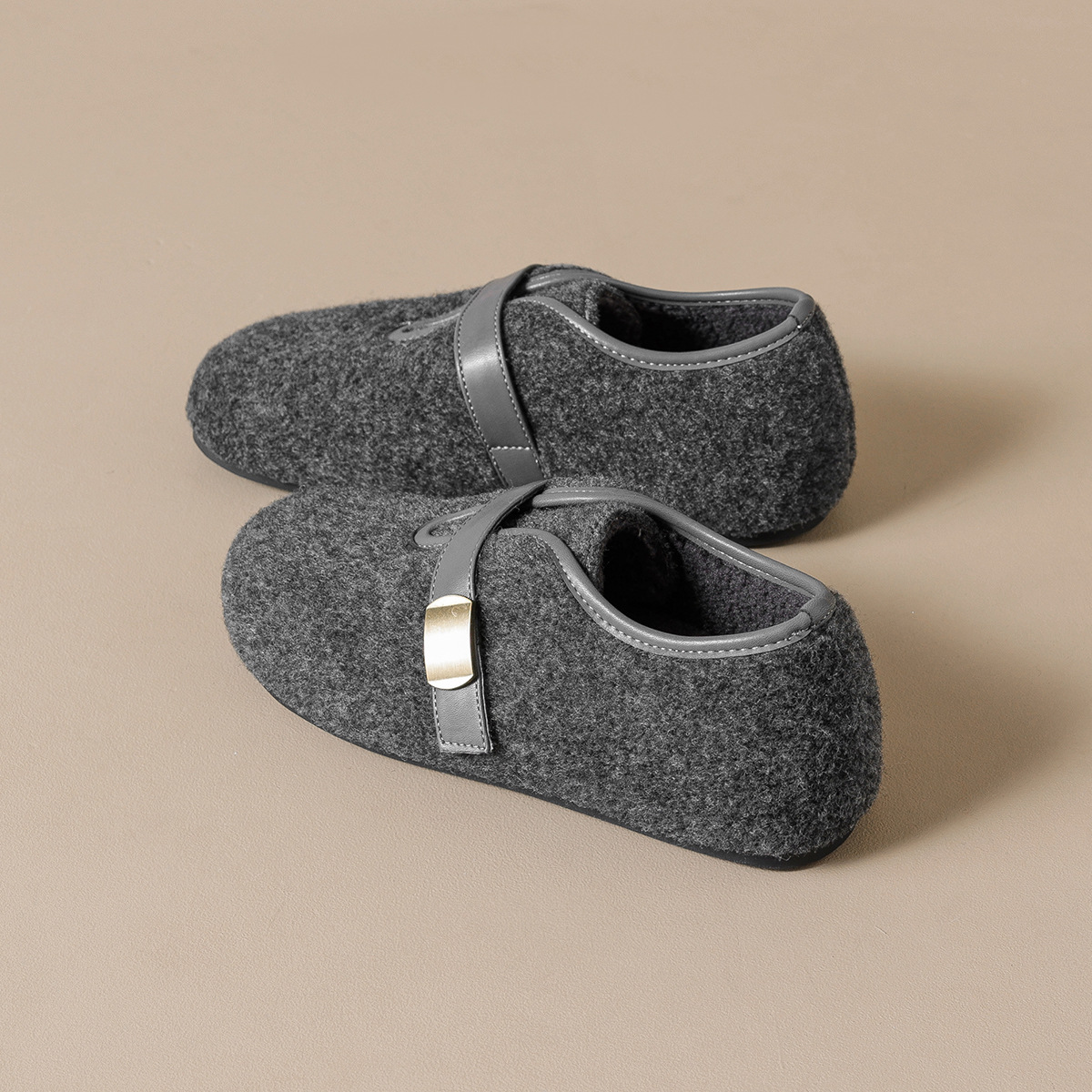 DM-YW37 | Wool Felt & Suede Winter Shearling Fur-Lined - Jinjiang Dingmao Shoes Co., Ltd.
