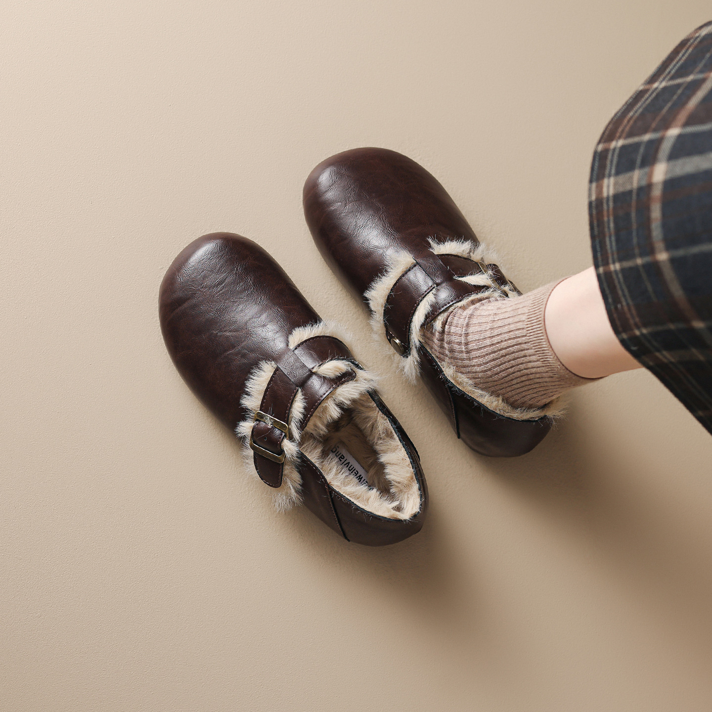 DM-YW2852 | Suede & Cork Winter Shearling Fur-Lined - Jinjiang Dingmao Shoes Co., Ltd.