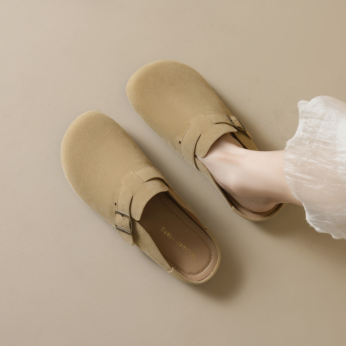 DM-YW47 | Suede & Cork Retro All-Season Ergonomic Flat - Jinjiang Dingmao Shoes Co., Ltd.