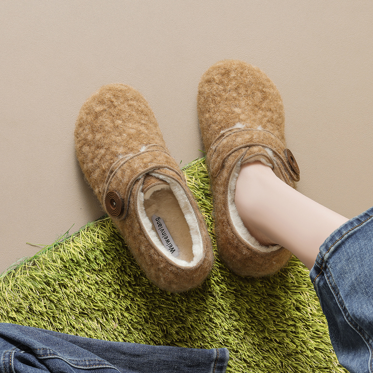 DM-YW2852 | Suede & Cork Winter Shearling Fur-Lined - Jinjiang Dingmao Shoes Co., Ltd.