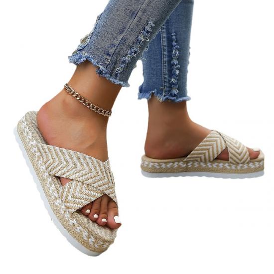 DM-AMW-421 | New Matsuke Thick Sole Cross Slope Heel Casual - Jinjiang Dingmao Shoes Co., Ltd.