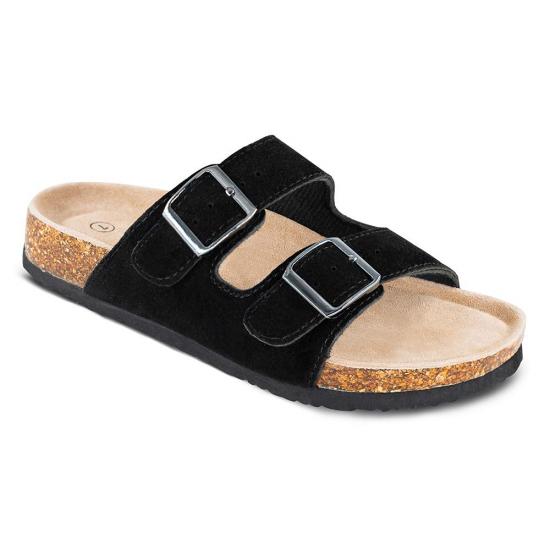 DM-HZ0033 | Womens Cow Suede Leather Flat Sandals 2 Strap - Jinjiang Dingmao Shoes Co., Ltd.