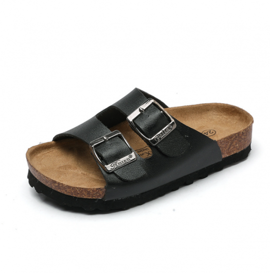DM-TX-91 | Kids Leather Slide Sandals Children Leather Cork - Jinjiang Dingmao Shoes Co., Ltd.