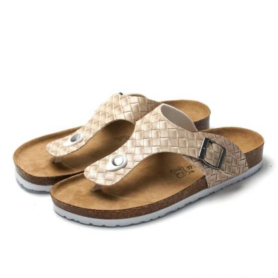 DM-TX-M17 | Men Genuine Leather Open Toe Slides Cork Slippers - Jinjiang Dingmao Shoes Co., Ltd.