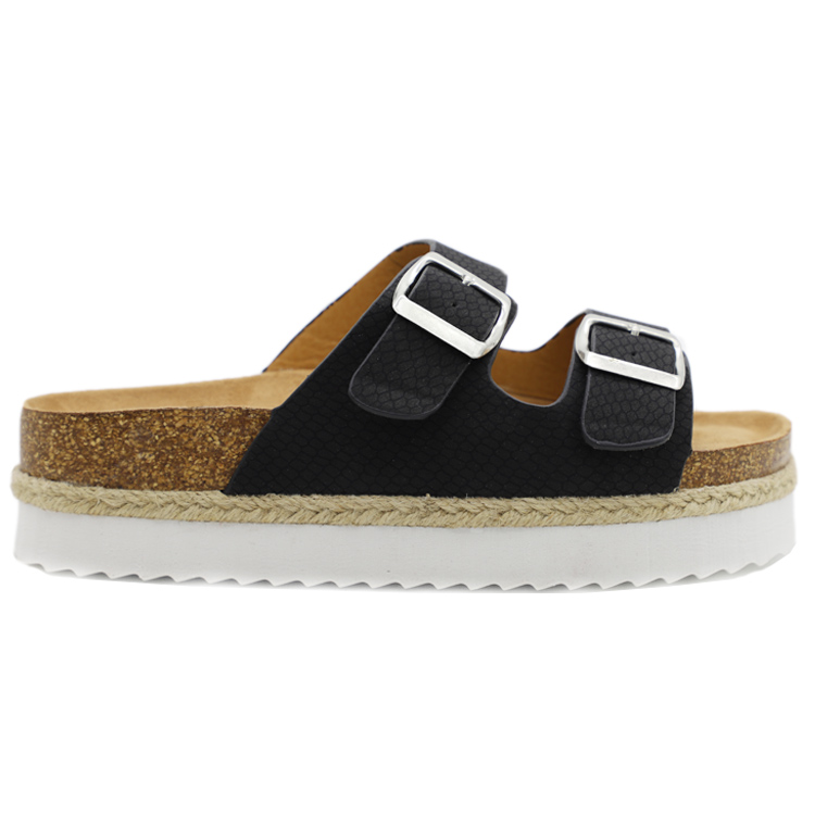 DM-FS211 | Girls Snake Print Buckled Platform Footb Cork - Jinjiang Dingmao Shoes Co., Ltd.