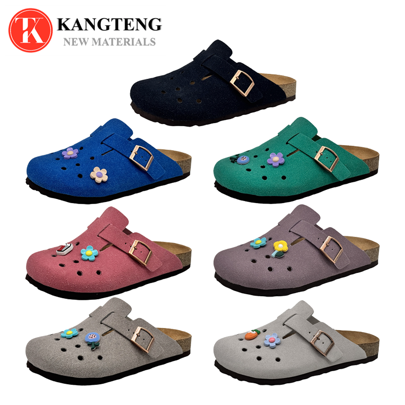 Boston-Style Suede & Natural Cork Footbed Closed-Toe Clog - Jinjiang Dingmao Shoes Co., Ltd.