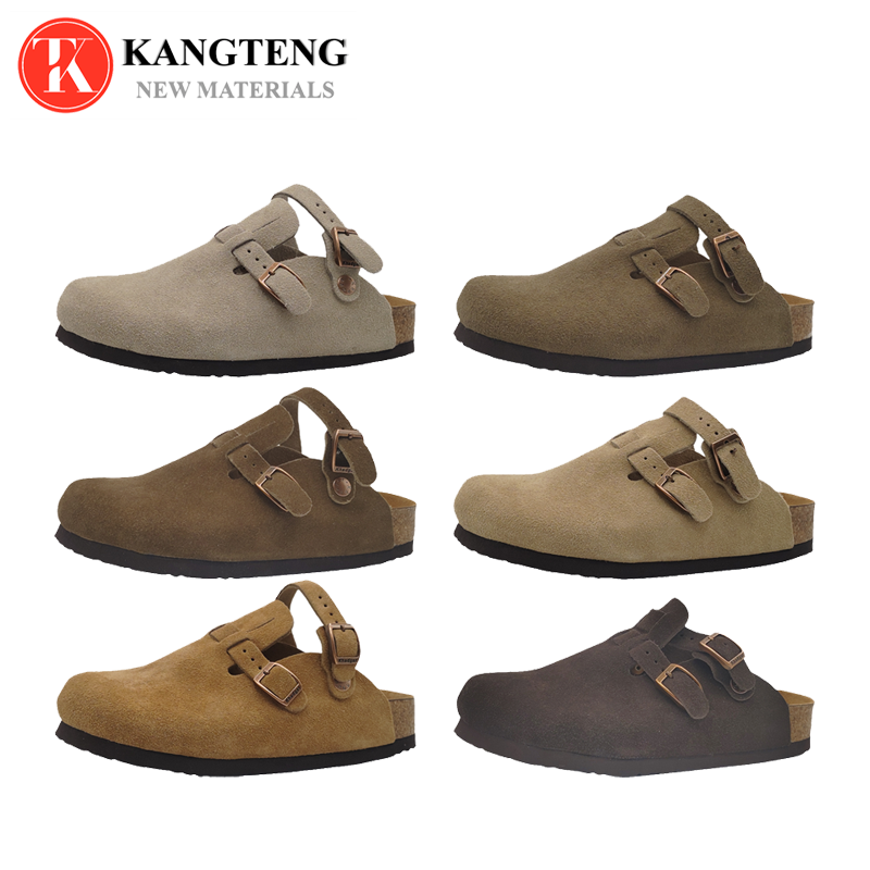 Boston-Style Suede & Natural Cork Footbed Closed-Toe Clog - Jinjiang Dingmao Shoes Co., Ltd.