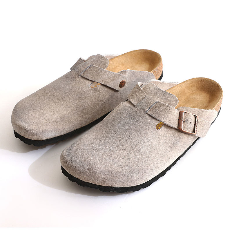 Boston-Style Suede & Natural Cork Footbed Closed-Toe Clog - Jinjiang Dingmao Shoes Co., Ltd.