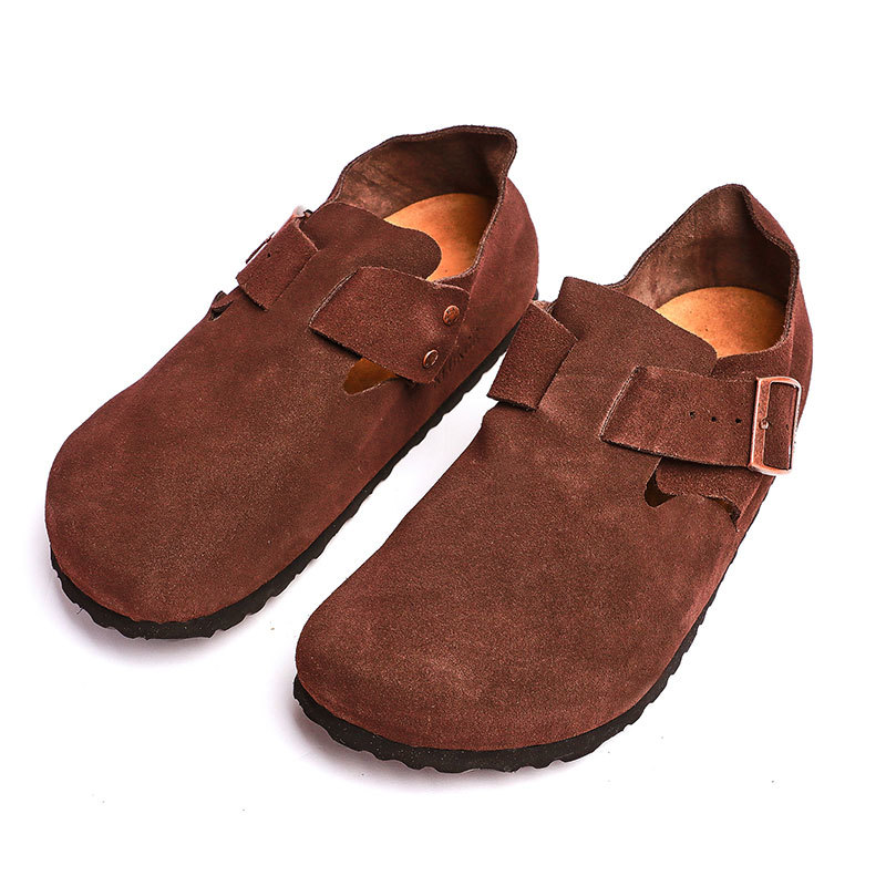 Boston-Style Suede & Natural Cork Footbed Closed-Toe Clog - Jinjiang Dingmao Shoes Co., Ltd.