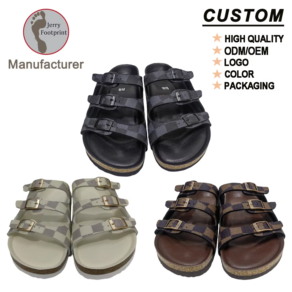 DM-WS14 | PVC Cork Multi-Strap Slide Sandals - Jinjiang Dingmao Shoes Co., Ltd.